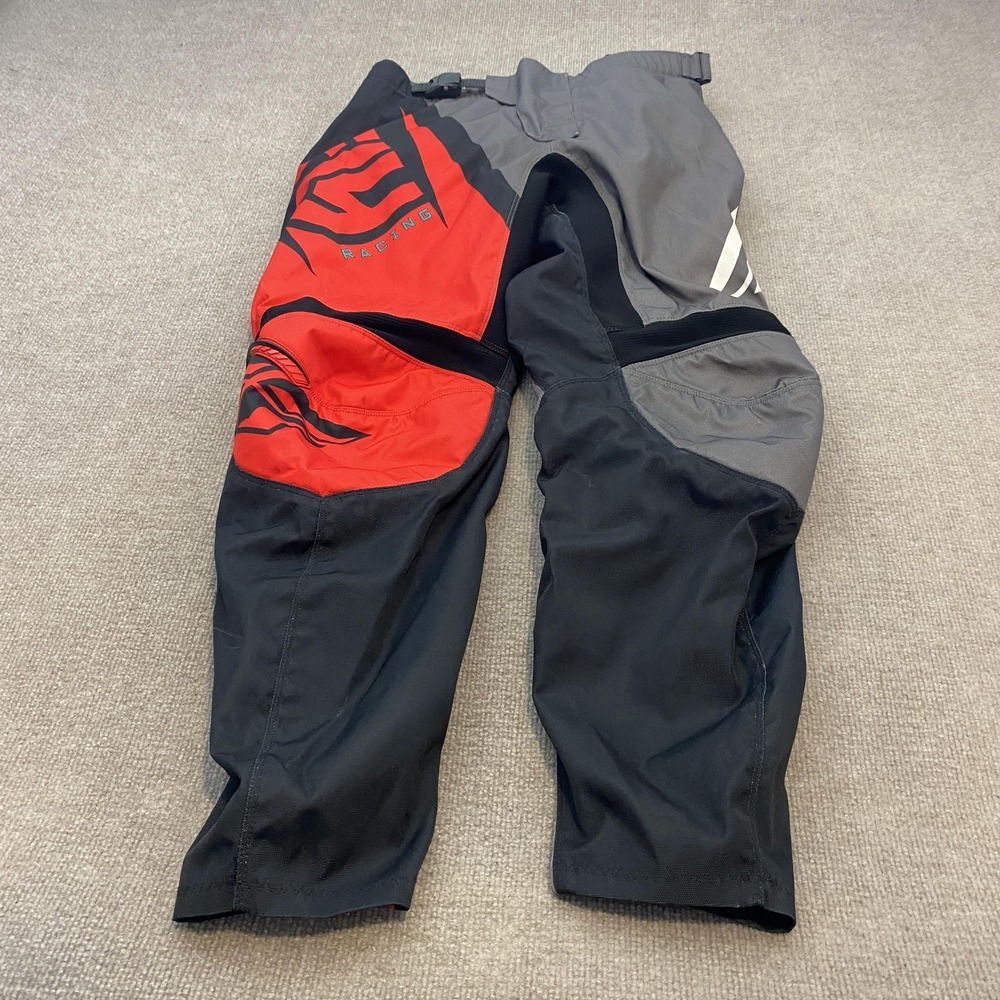Fly Racing Pants F-16 Motocross Motorcycle Black Red Gray Mens Size 36x30